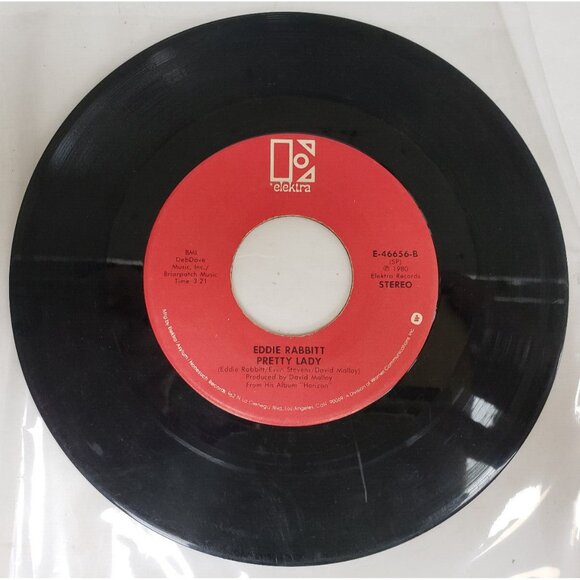 Record 45 RPM Vinyl Eddie Rabbitt Drivin' My Life Away/ Pretty Lady - Picture 2 of 2